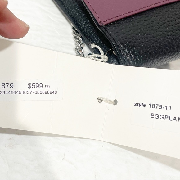 Cleo Patek Shoulder Bag Chain Strap Black/Eggplant Turn Lock Envelope‎ NEW